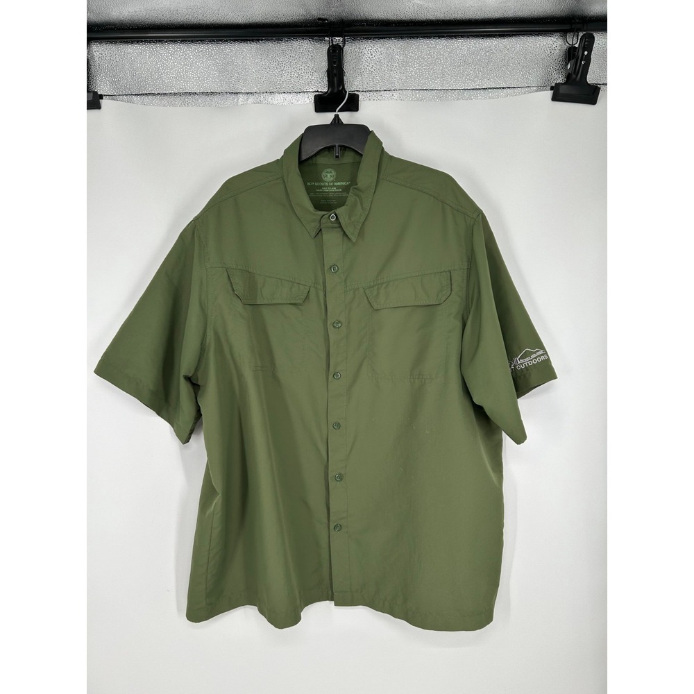 Boy Scouts of America Shirt Men's 2XL Green Vented Short Sleeve 100% Polyester‎